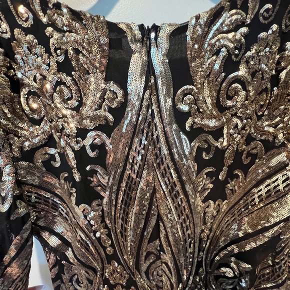 NWOT: J. Our Gold & Black Sequin Dress, Plus Size 1X - Picture 9 of 14
